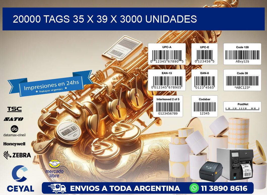 20000 TAGS 35 x 39 X 3000 UNIDADES