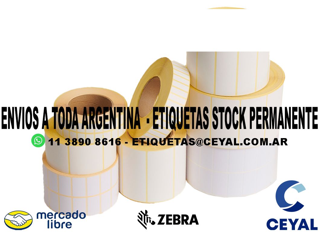 25 ROLLOS  ETIQUETAS ZEBRA 47 x 31 X 1000 UNIDADES