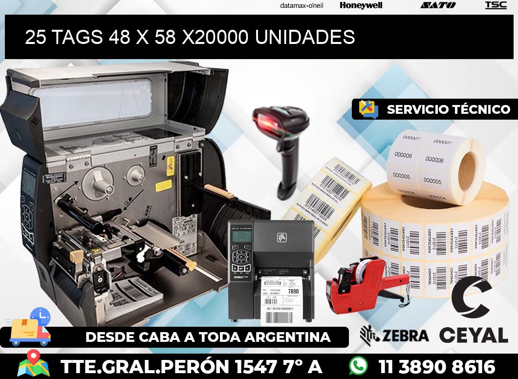 25 TAGS 48 x 58 X20000 UNIDADES