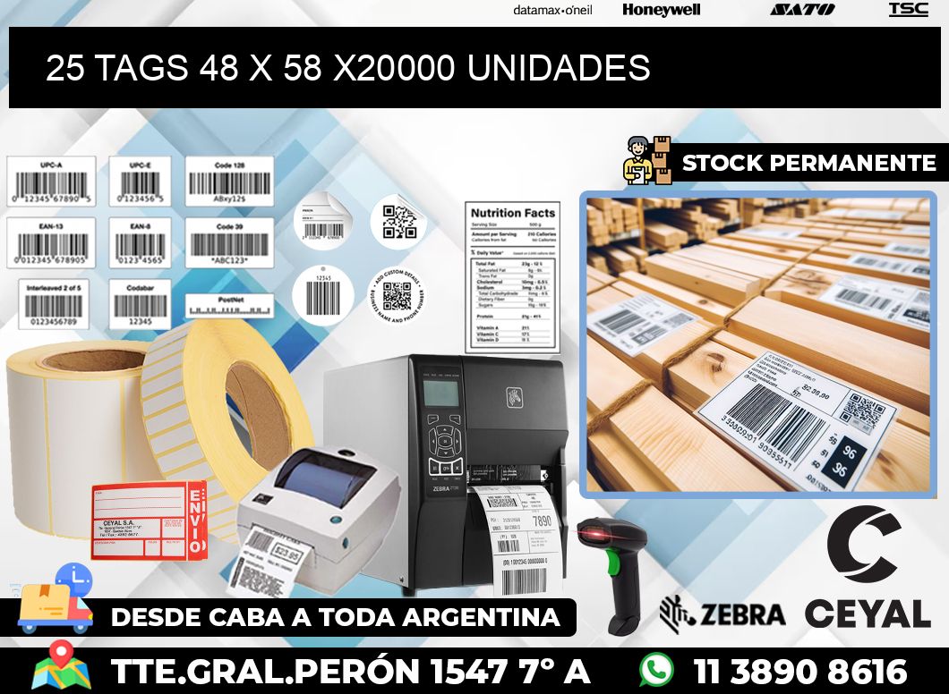 25 TAGS 48 x 58 X20000 UNIDADES