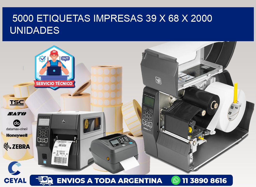 5000 ETIQUETAS IMPRESAS 39 x 68 X 2000 UNIDADES