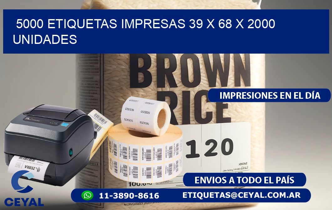 5000 ETIQUETAS IMPRESAS 39 x 68 X 2000 UNIDADES