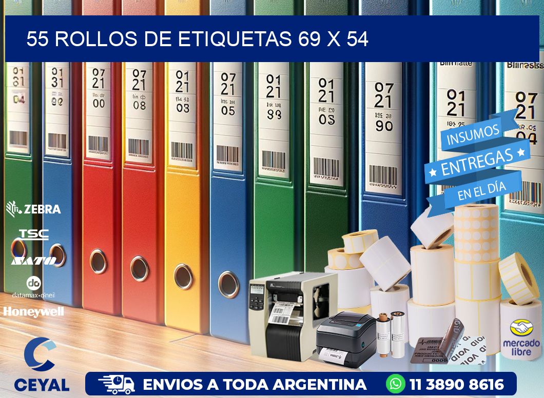 55 ROLLOS DE ETIQUETAS 69 x 54