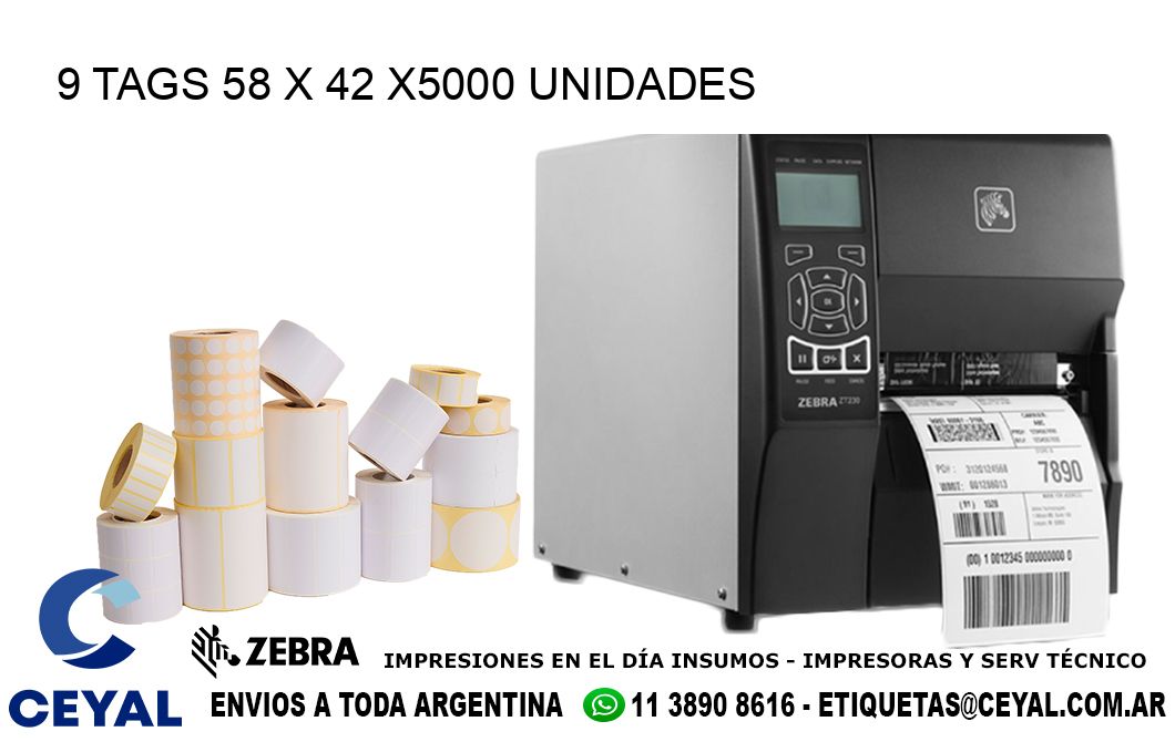 9 TAGS 58 x 42 X5000 UNIDADES