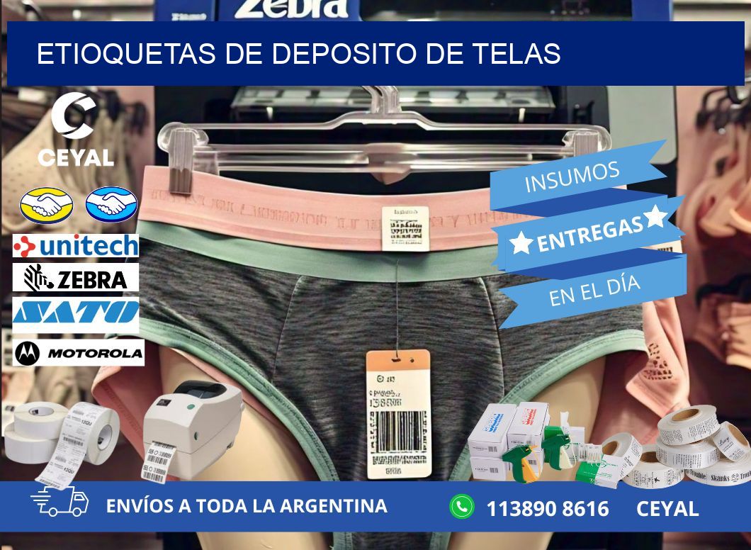 ETIOQUETAS DE DEPOSITO DE TELAS