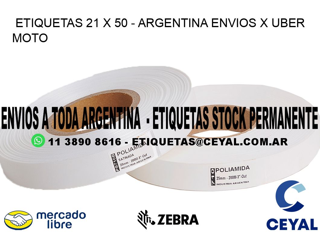 ETIQUETAS 21 x 50 - ARGENTINA ENVIOS X UBER MOTO