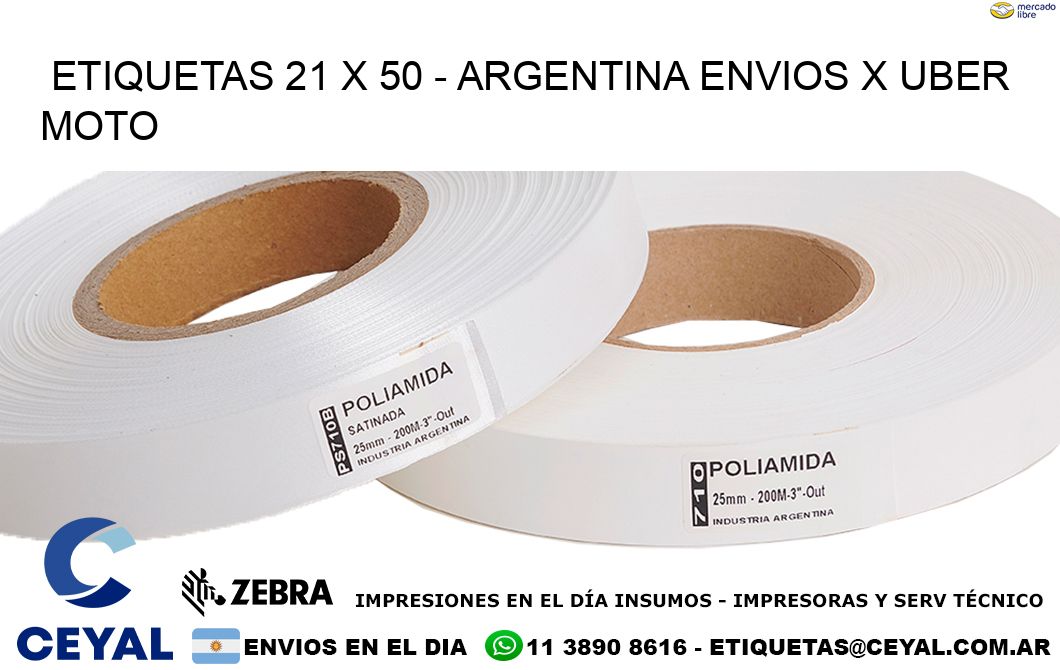 ETIQUETAS 21 x 50 - ARGENTINA ENVIOS X UBER MOTO