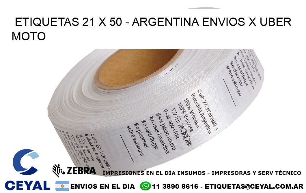 ETIQUETAS 21 x 50 - ARGENTINA ENVIOS X UBER MOTO