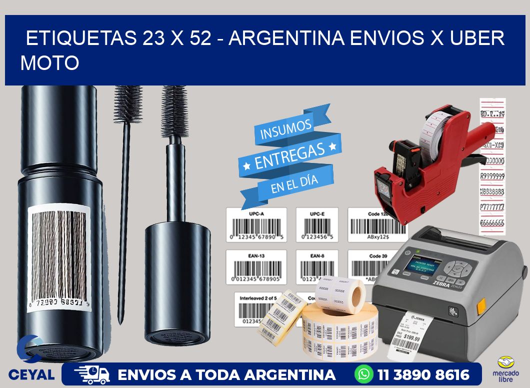 ETIQUETAS 23 x 52 - ARGENTINA ENVIOS X UBER MOTO