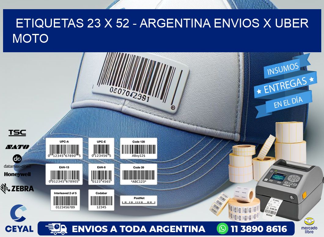 ETIQUETAS 23 x 52 - ARGENTINA ENVIOS X UBER MOTO