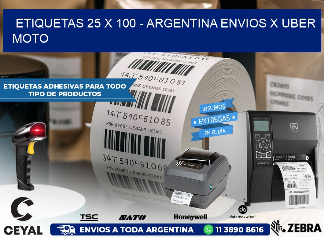 ETIQUETAS 25 x 100 – ARGENTINA ENVIOS X UBER MOTO