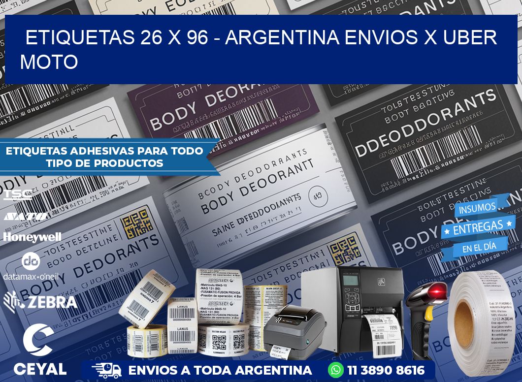 ETIQUETAS 26 x 96 - ARGENTINA ENVIOS X UBER MOTO