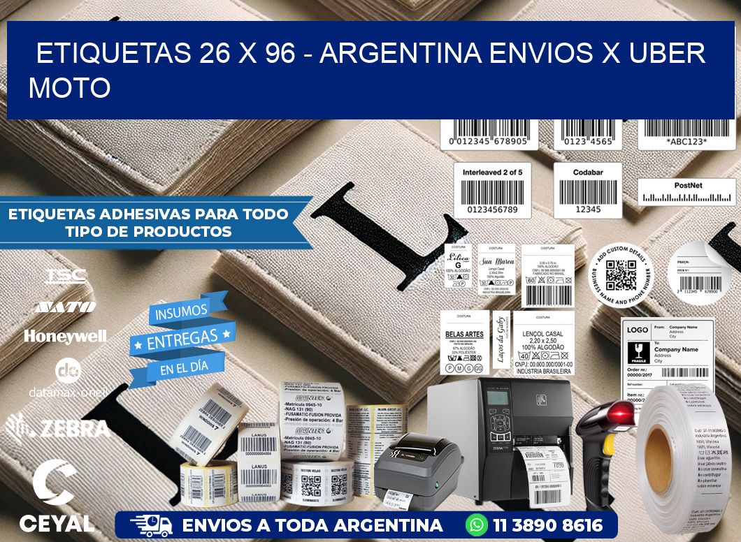 ETIQUETAS 26 x 96 – ARGENTINA ENVIOS X UBER MOTO