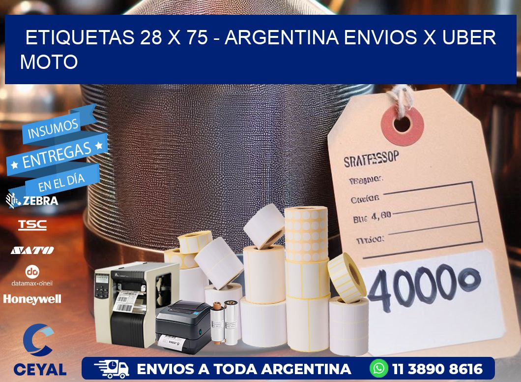 ETIQUETAS 28 x 75 - ARGENTINA ENVIOS X UBER MOTO