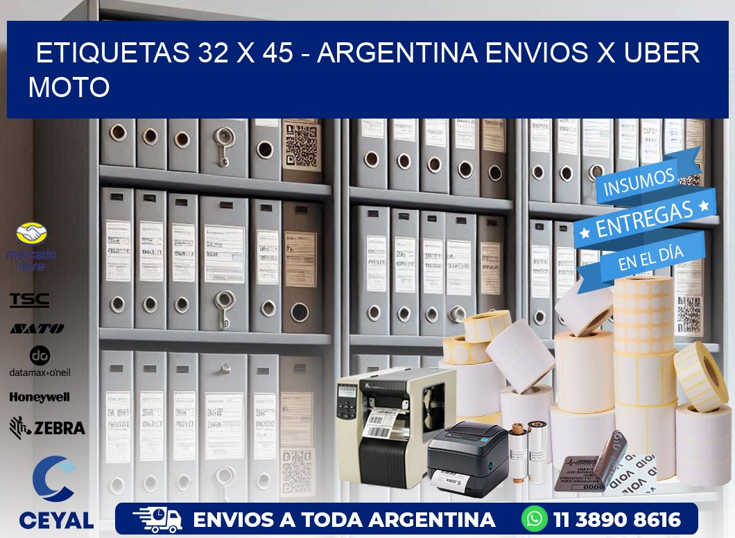 ETIQUETAS 32 x 45 - ARGENTINA ENVIOS X UBER MOTO