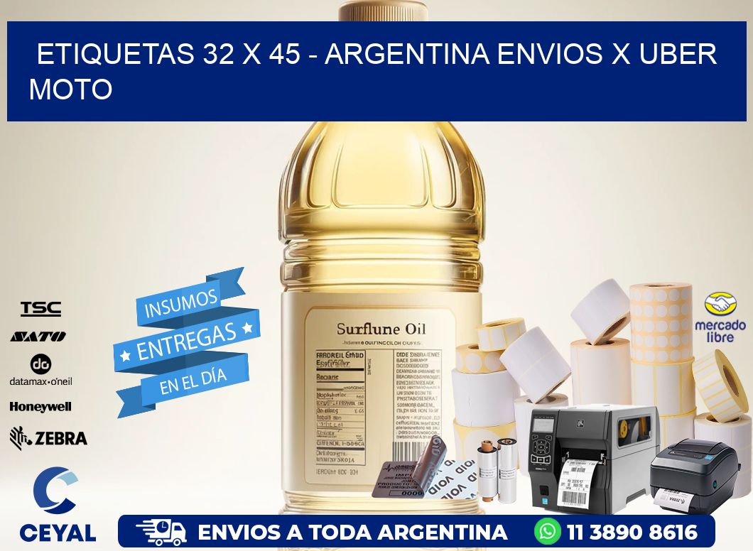 ETIQUETAS 32 x 45 - ARGENTINA ENVIOS X UBER MOTO