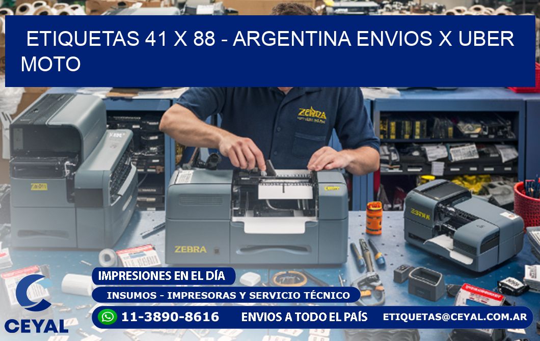 ETIQUETAS 41 x 88 - ARGENTINA ENVIOS X UBER MOTO