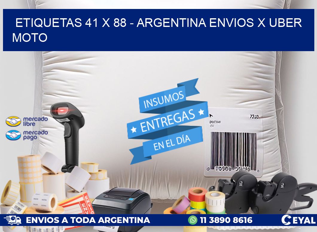 ETIQUETAS 41 x 88 - ARGENTINA ENVIOS X UBER MOTO