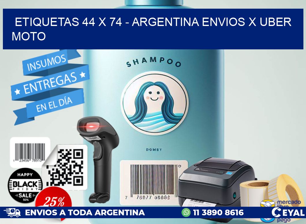 ETIQUETAS 44 x 74 - ARGENTINA ENVIOS X UBER MOTO