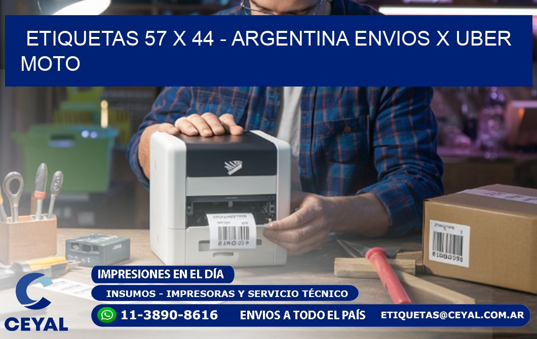 ETIQUETAS 57 x 44 - ARGENTINA ENVIOS X UBER MOTO