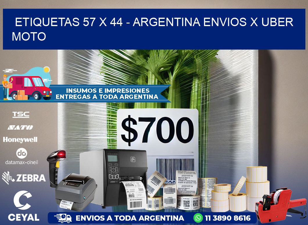 ETIQUETAS 57 x 44 - ARGENTINA ENVIOS X UBER MOTO