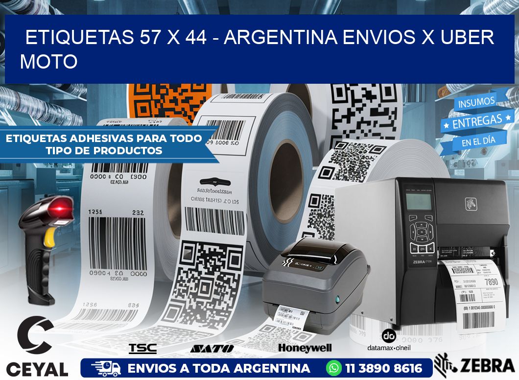 ETIQUETAS 57 x 44 – ARGENTINA ENVIOS X UBER MOTO