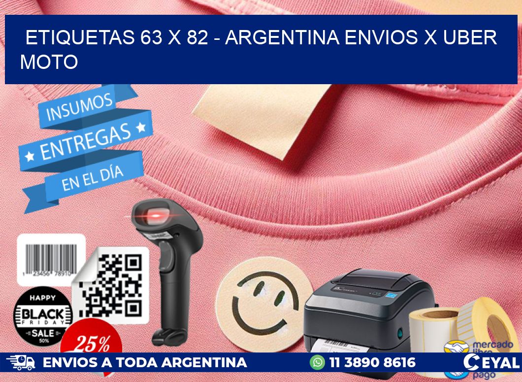 ETIQUETAS 63 x 82 - ARGENTINA ENVIOS X UBER MOTO