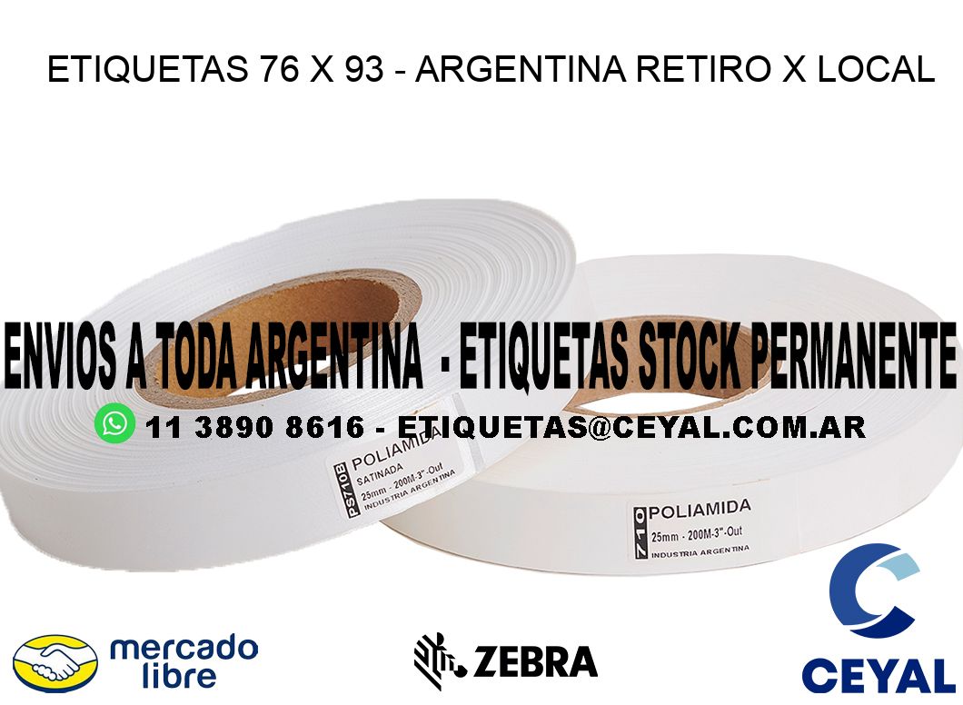 ETIQUETAS 76 x 93 - ARGENTINA RETIRO X LOCAL