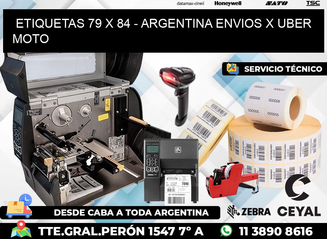 ETIQUETAS 79 x 84 - ARGENTINA ENVIOS X UBER MOTO