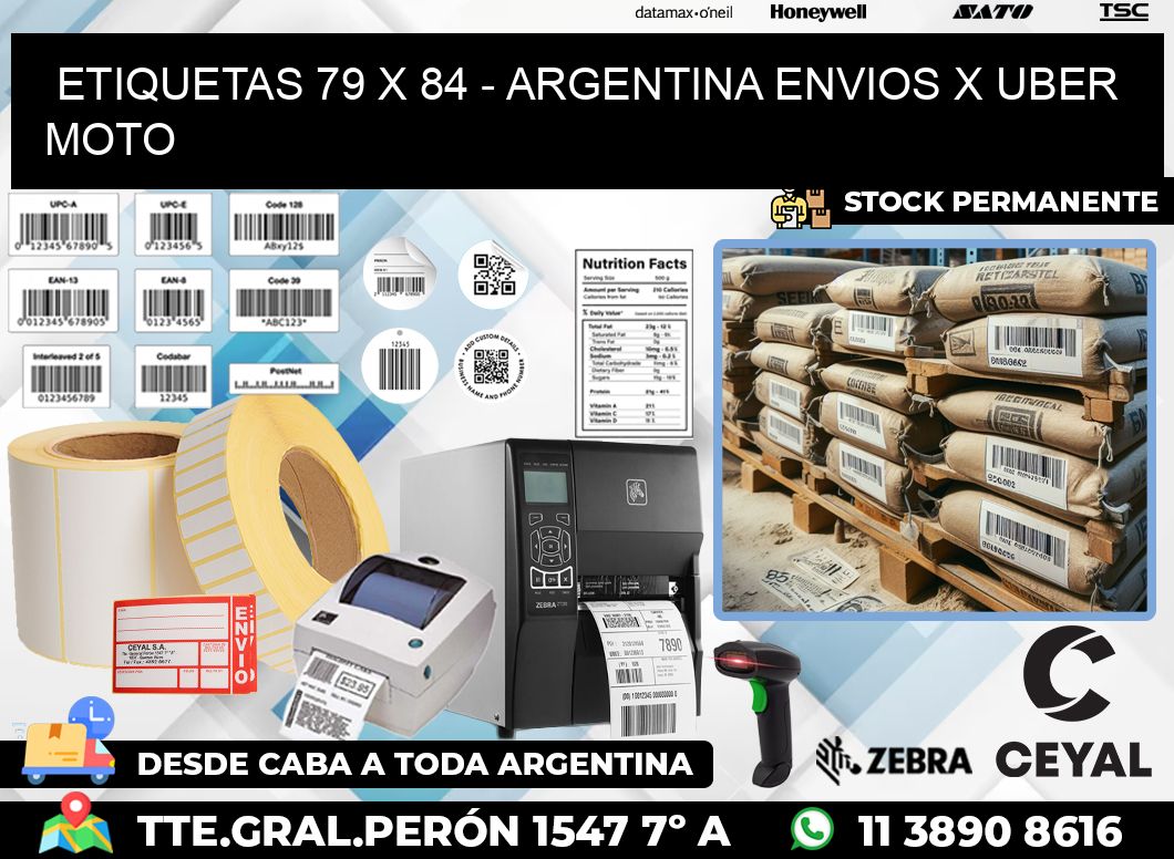 ETIQUETAS 79 x 84 – ARGENTINA ENVIOS X UBER MOTO