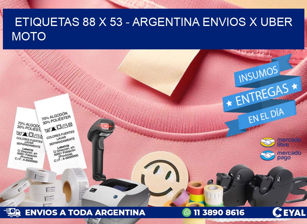 ETIQUETAS 88 x 53 - ARGENTINA ENVIOS X UBER MOTO