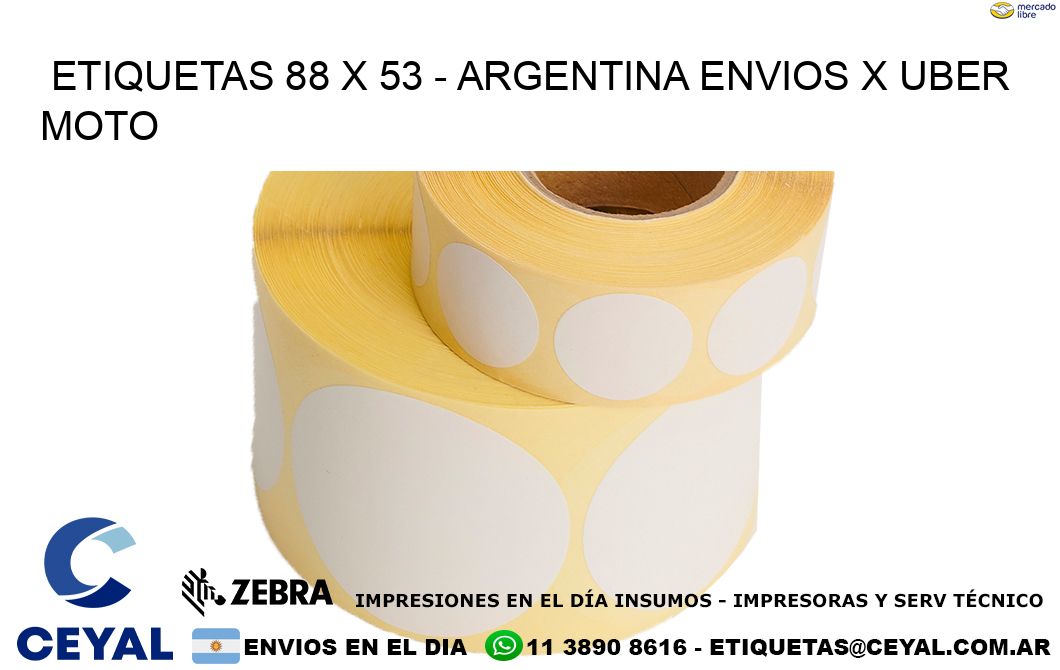 ETIQUETAS 88 x 53 - ARGENTINA ENVIOS X UBER MOTO