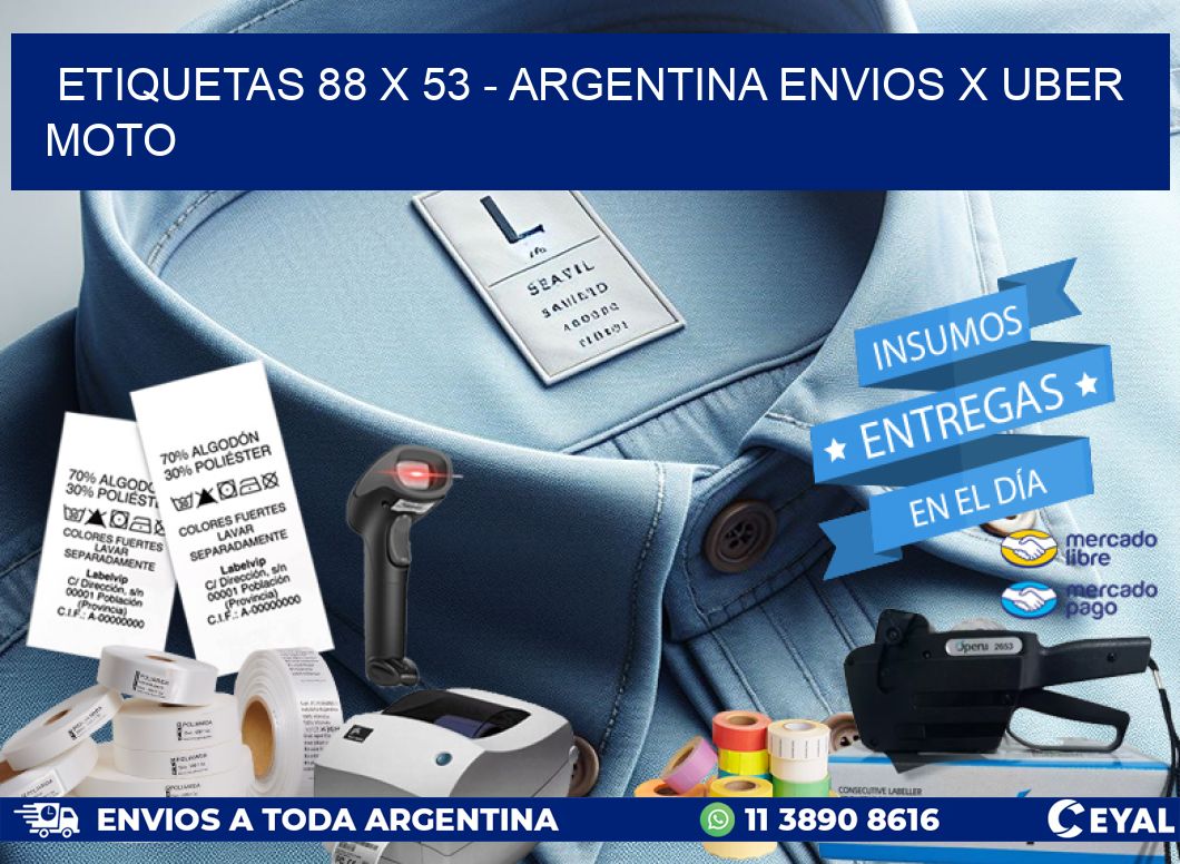 ETIQUETAS 88 x 53 – ARGENTINA ENVIOS X UBER MOTO