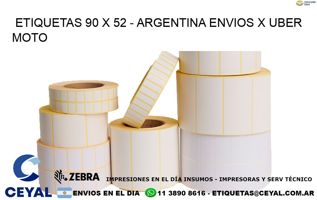 ETIQUETAS 90 x 52 - ARGENTINA ENVIOS X UBER MOTO