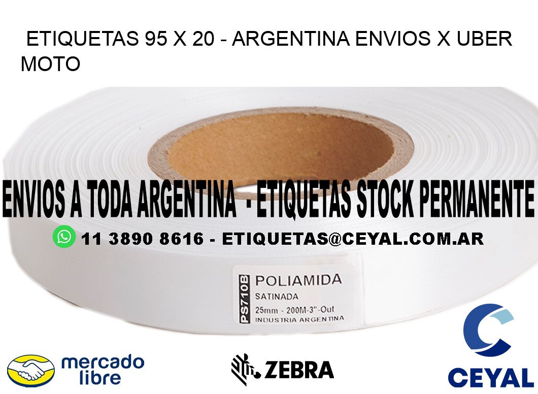 ETIQUETAS 95 x 20 - ARGENTINA ENVIOS X UBER MOTO