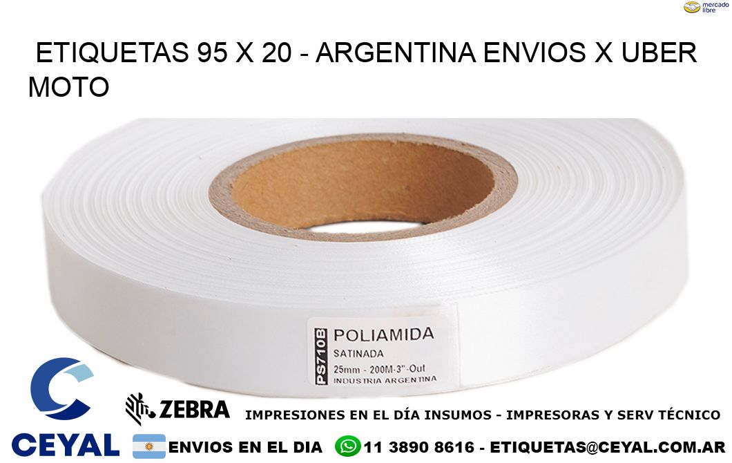 ETIQUETAS 95 x 20 - ARGENTINA ENVIOS X UBER MOTO