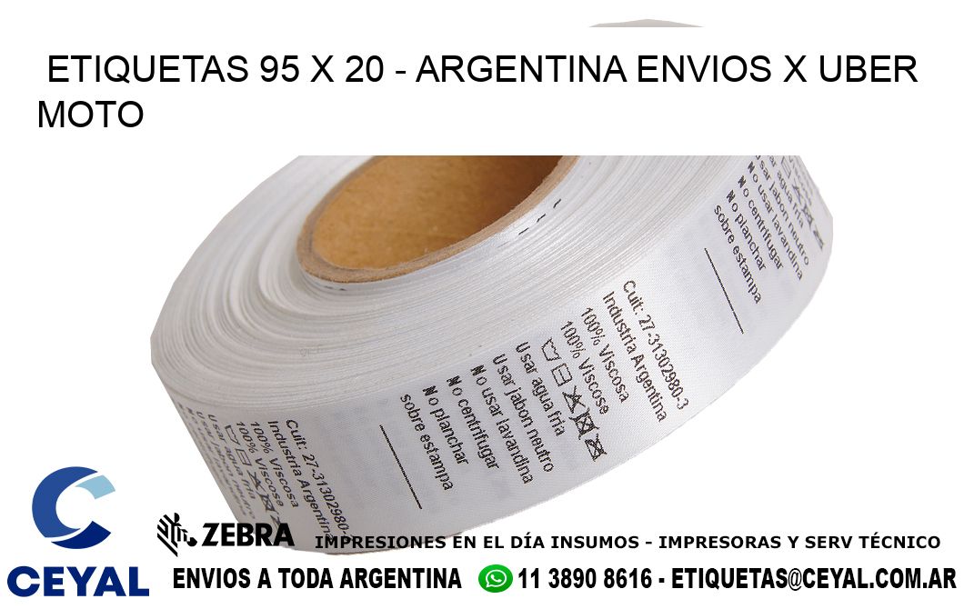 ETIQUETAS 95 x 20 - ARGENTINA ENVIOS X UBER MOTO