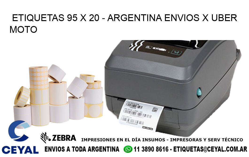 ETIQUETAS 95 x 20 - ARGENTINA ENVIOS X UBER MOTO