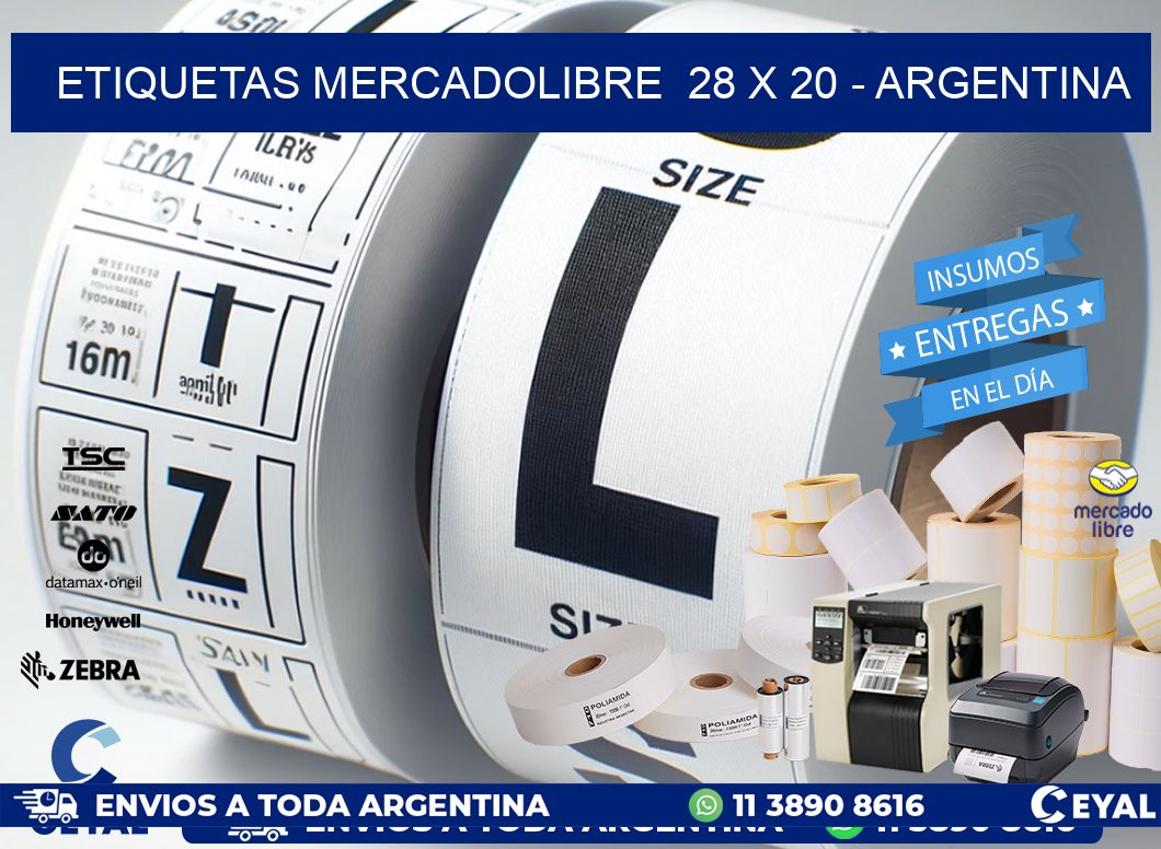 ETIQUETAS MERCADOLIBRE  28 x 20 - ARGENTINA