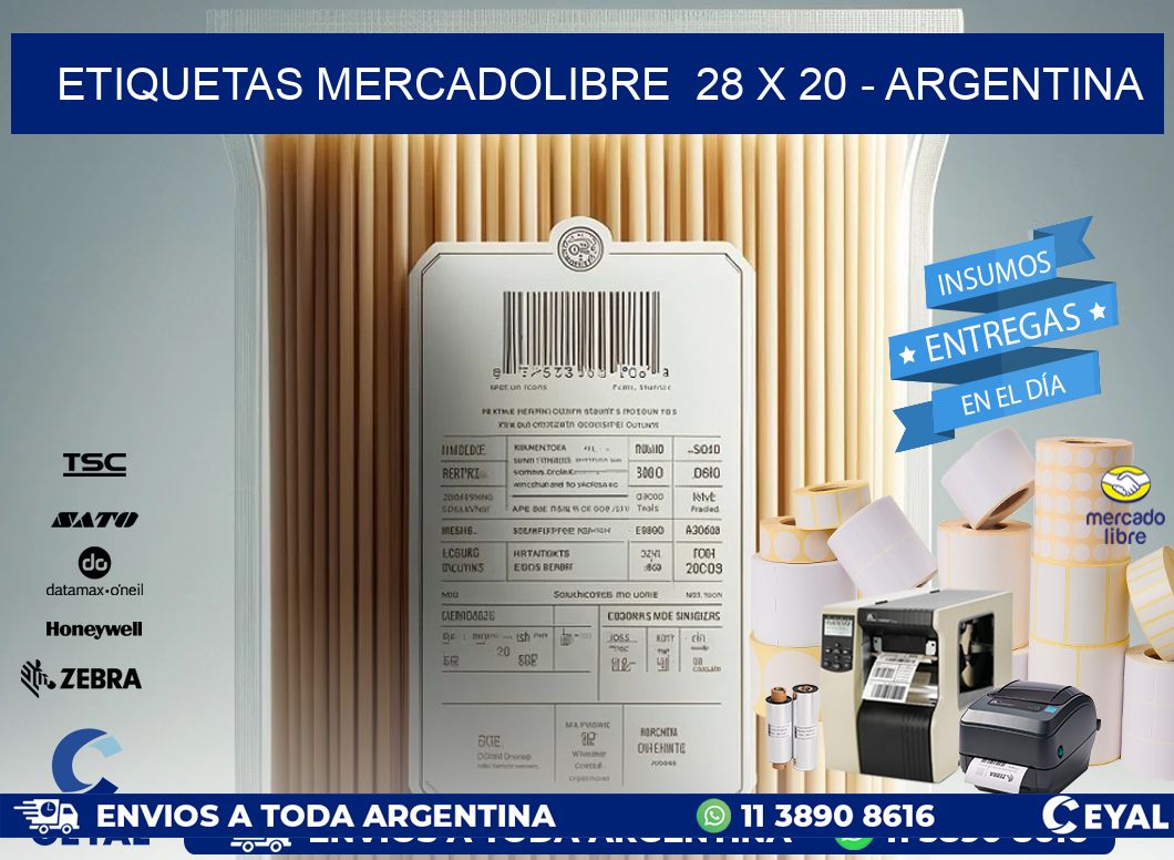 ETIQUETAS MERCADOLIBRE  28 x 20 - ARGENTINA