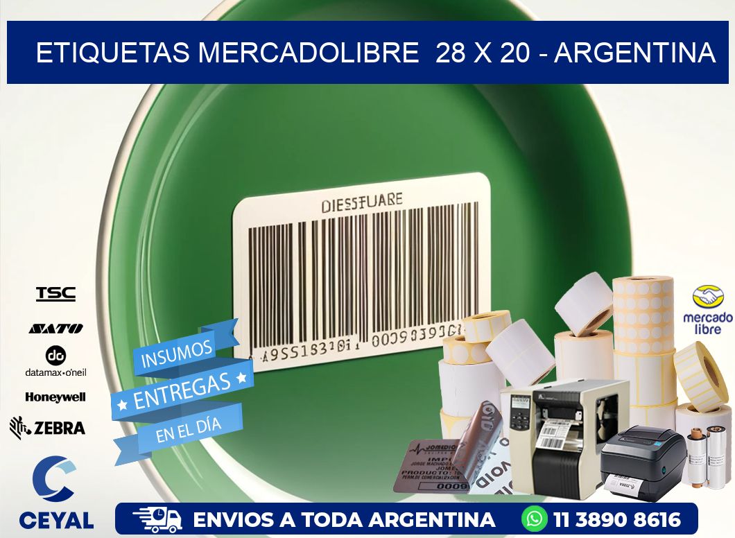 ETIQUETAS MERCADOLIBRE  28 x 20 - ARGENTINA