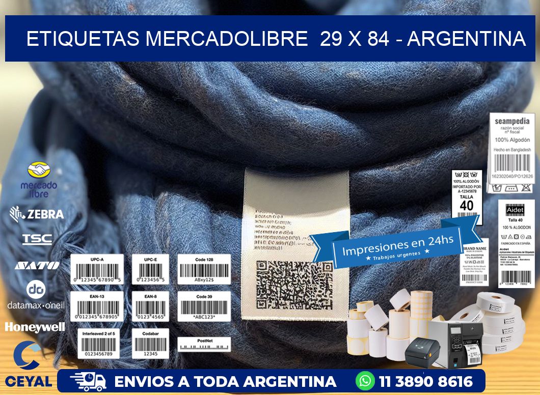 ETIQUETAS MERCADOLIBRE  29 x 84 - ARGENTINA