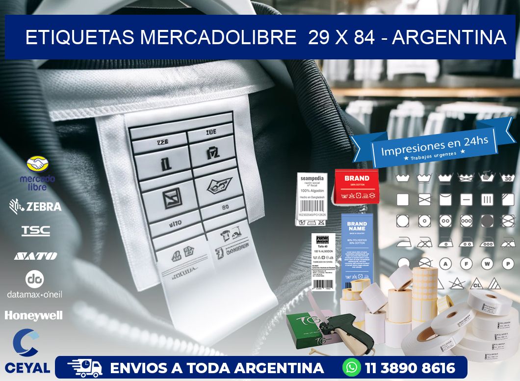 ETIQUETAS MERCADOLIBRE  29 x 84 - ARGENTINA