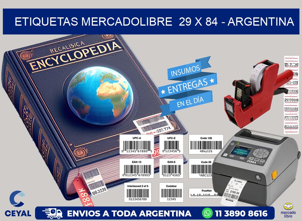 ETIQUETAS MERCADOLIBRE  29 x 84 - ARGENTINA