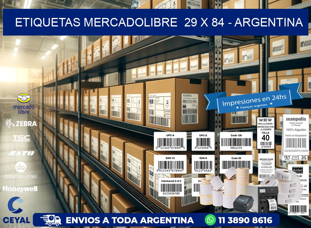 ETIQUETAS MERCADOLIBRE  29 x 84 – ARGENTINA