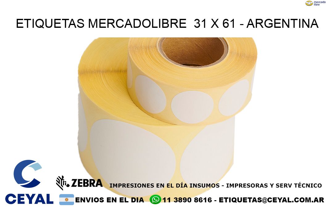 ETIQUETAS MERCADOLIBRE  31 x 61 - ARGENTINA