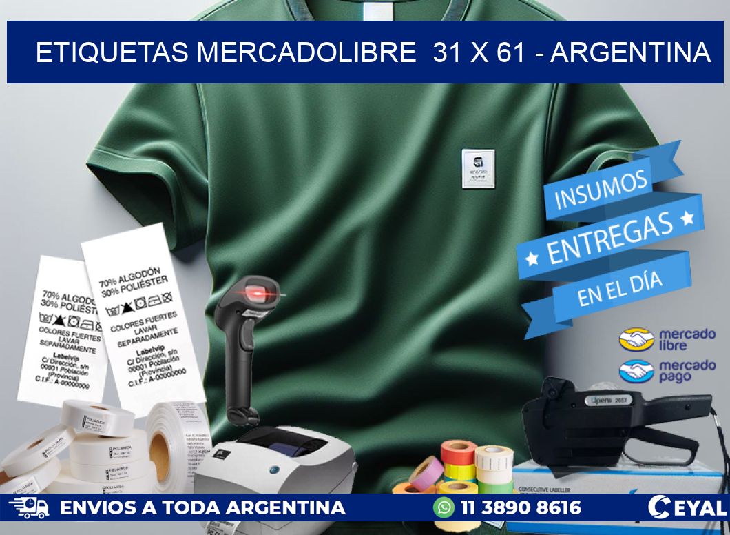 ETIQUETAS MERCADOLIBRE  31 x 61 – ARGENTINA