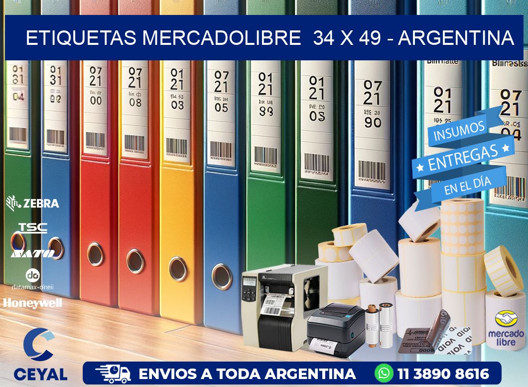 ETIQUETAS MERCADOLIBRE  34 x 49 - ARGENTINA