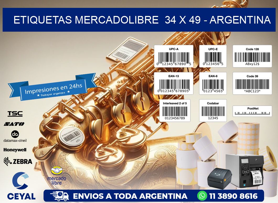 ETIQUETAS MERCADOLIBRE  34 x 49 - ARGENTINA