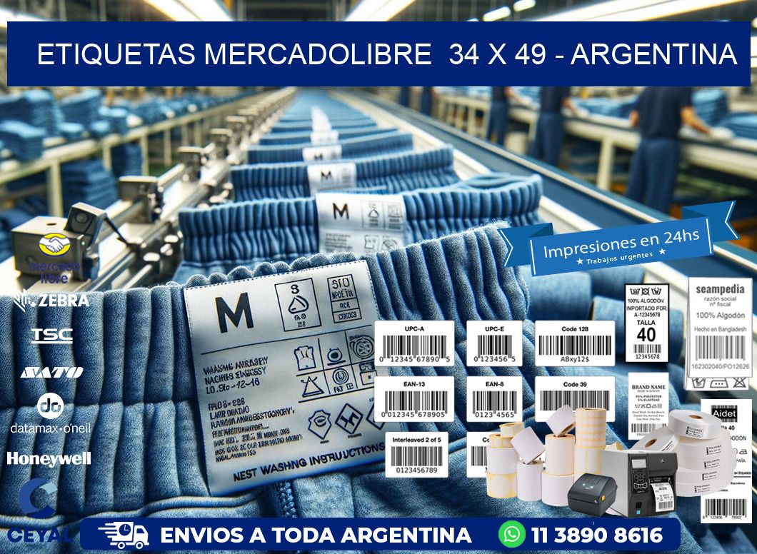 ETIQUETAS MERCADOLIBRE  34 x 49 - ARGENTINA